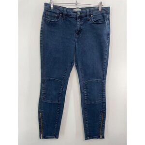 Madewell Jeans Cropped Skinny Knee Patches Zipper Ankle Y2K Denim Blue Womens 32